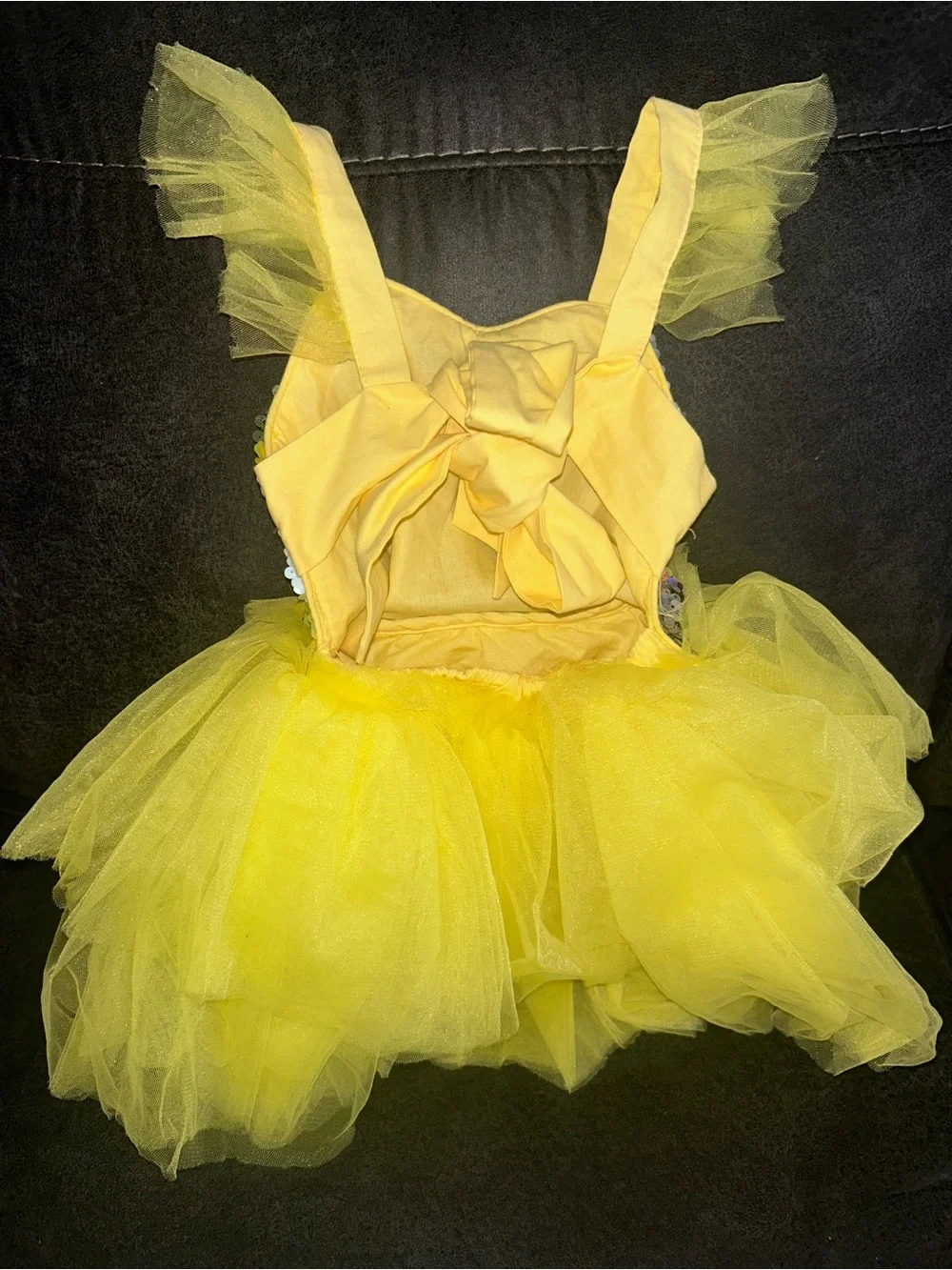 Yellow Sequin Tulle Kids Dress